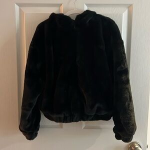 Girls faux fur hooded jacket